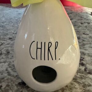 Rae Dunn White "CHIRP." Ceramic Birdhouse with Yellow Bow